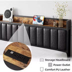 Letto a piattaforma imbottito nero con contenitore, Full, 1 persona