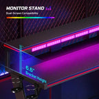 Scrivania angolare a L da gaming nera/viola con luci LED, 107 cm o 145 cm, per utente singolo