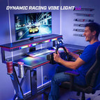 Scrivania angolare a L da gaming nera/viola con luci LED, 107 cm o 145 cm, per utente singolo