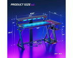 Scrivania angolare a L da gaming nera/viola con luci LED, 107 cm o 145 cm, per utente singolo