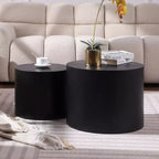 Bianco crema / Nero opaco / Rovere / Noce / Bianco – Set di 2 tavolini cilindrici a incastro