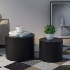 Bianco crema / Nero opaco / Rovere / Noce / Bianco – Set di 2 tavolini cilindrici a incastro
