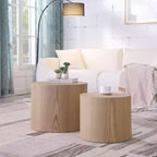 Bianco crema / Nero opaco / Rovere / Noce / Bianco – Set di 2 tavolini cilindrici a incastro