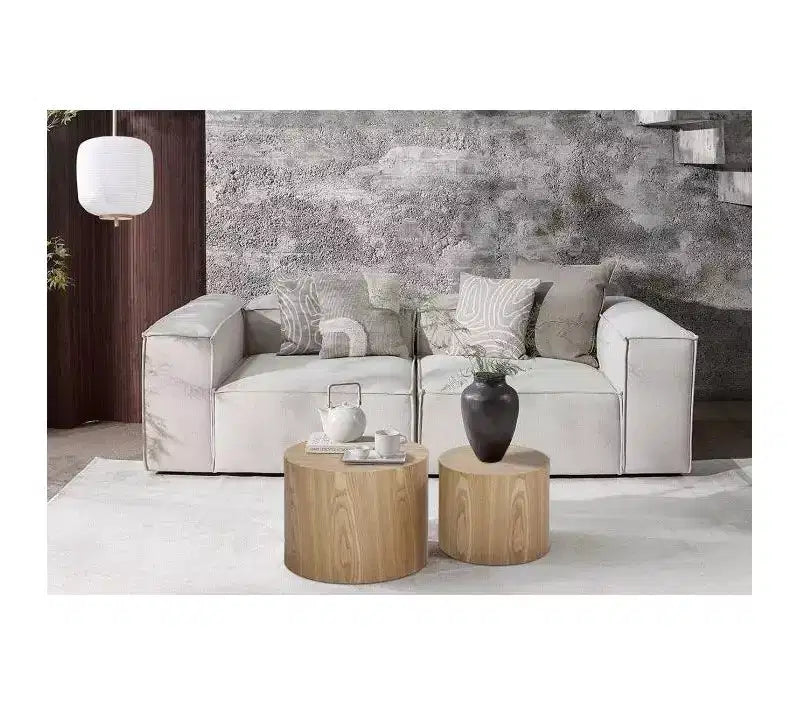 Bianco crema / Nero opaco / Rovere / Noce / Bianco – Set di 2 tavolini cilindrici a incastro