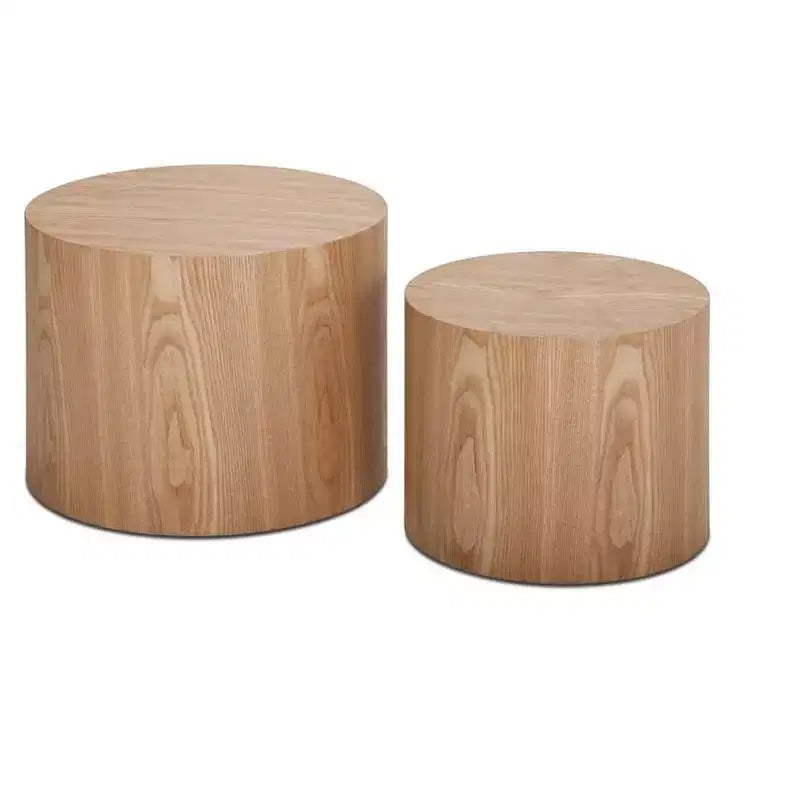 Bianco crema / Nero opaco / Rovere / Noce / Bianco – Set di 2 tavolini cilindrici a incastro