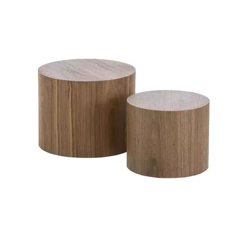 Bianco crema / Nero opaco / Rovere / Noce / Bianco – Set di 2 tavolini cilindrici a incastro
