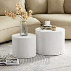 Bianco crema / Nero opaco / Rovere / Noce / Bianco – Set di 2 tavolini cilindrici a incastro
