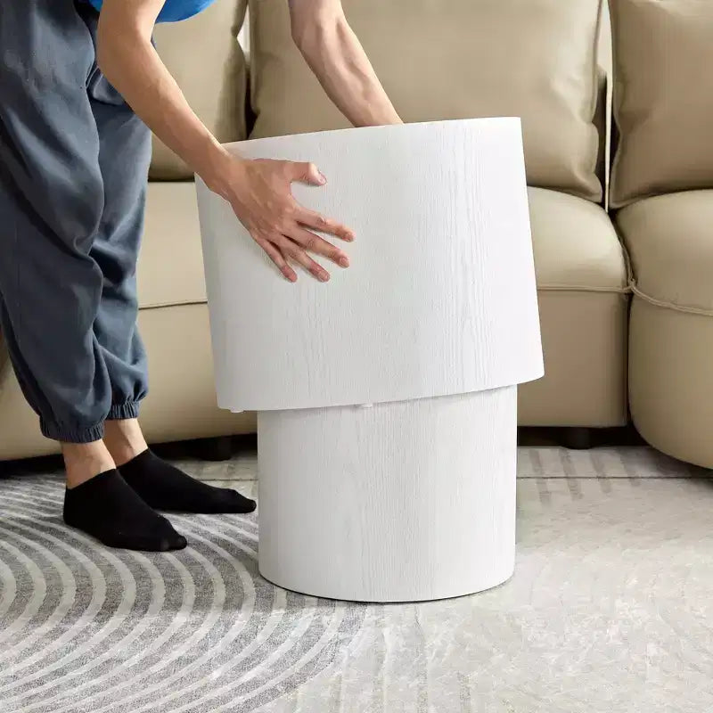 Bianco crema / Nero opaco / Rovere / Noce / Bianco – Set di 2 tavolini cilindrici a incastro
