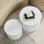 Bianco crema / Nero opaco / Rovere / Noce / Bianco – Set di 2 tavolini cilindrici a incastro