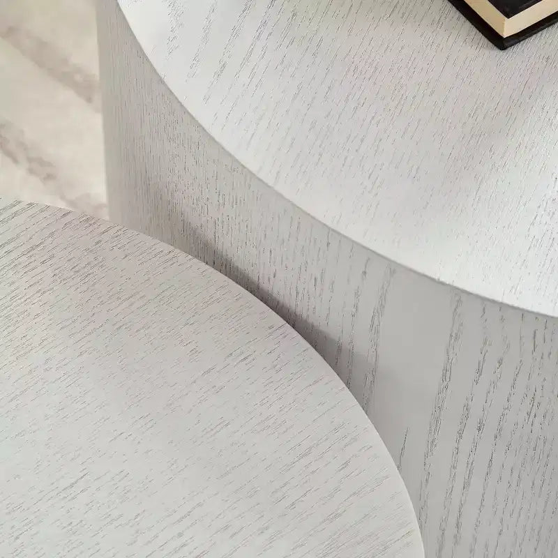 Bianco crema / Nero opaco / Rovere / Noce / Bianco – Set di 2 tavolini cilindrici a incastro