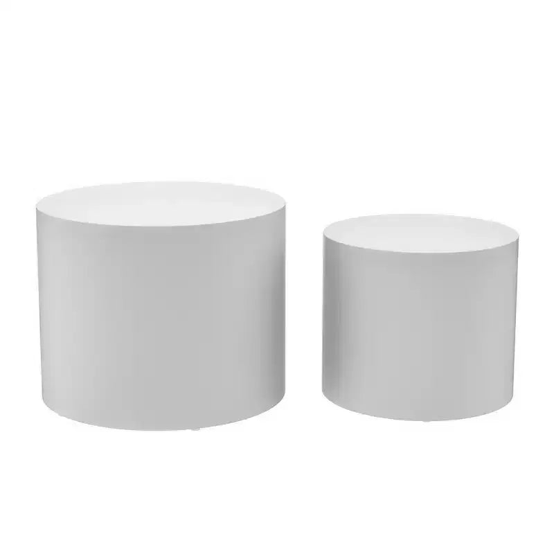 Bianco crema / Nero opaco / Rovere / Noce / Bianco – Set di 2 tavolini cilindrici a incastro