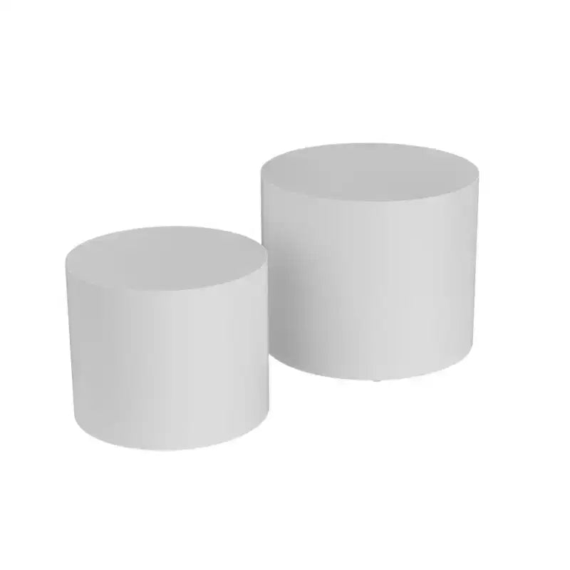 Bianco crema / Nero opaco / Rovere / Noce / Bianco – Set di 2 tavolini cilindrici a incastro