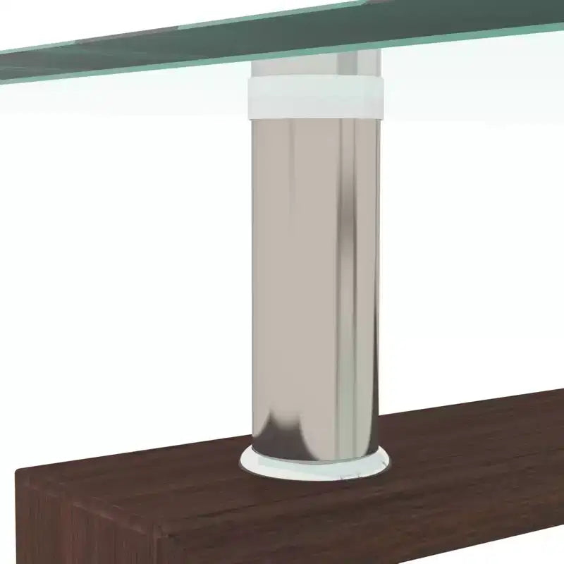 Tavolino da caffè rettangolare in vetro a 2 livelli nero/quercia/bianco, moderno tavolino da soggiorno