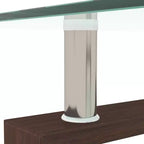 Tavolino da caffè rettangolare in vetro a 2 livelli nero/quercia/bianco, moderno tavolino da soggiorno