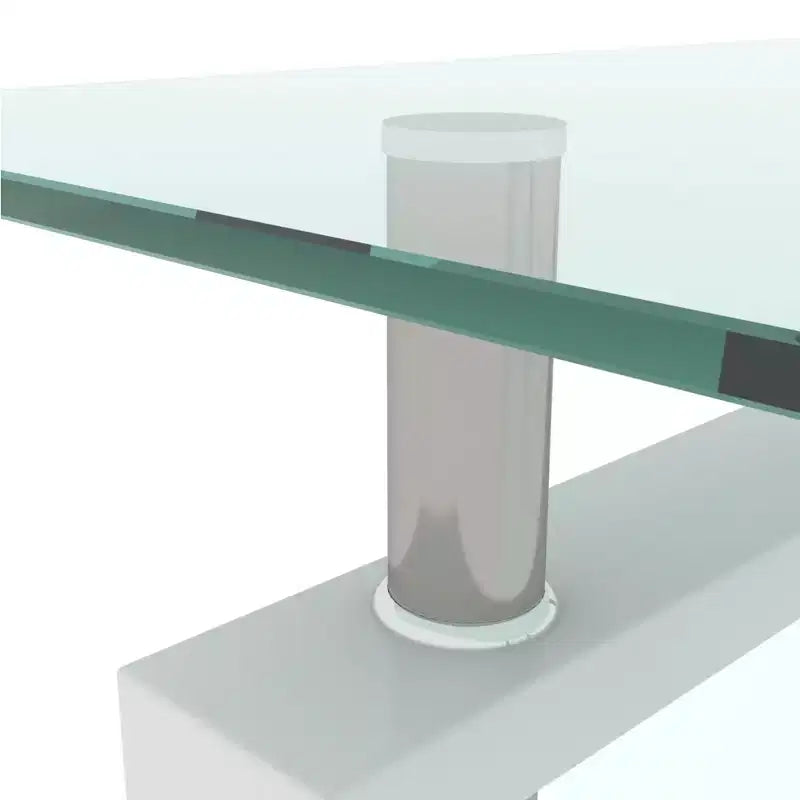 Tavolino da caffè rettangolare in vetro a 2 livelli nero/quercia/bianco, moderno tavolino da soggiorno