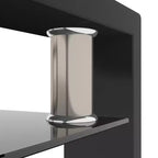 Tavolino da caffè rettangolare in vetro a 2 livelli nero/quercia/bianco, moderno tavolino da soggiorno