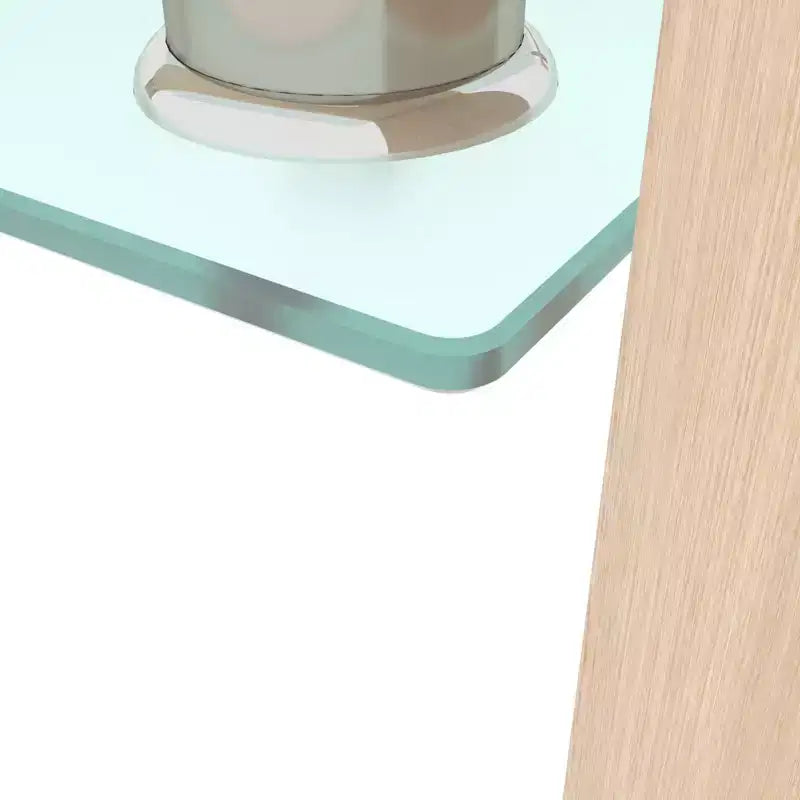 Tavolino da caffè rettangolare in vetro a 2 livelli nero/quercia/bianco, moderno tavolino da soggiorno