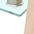 Tavolino da caffè rettangolare in vetro a 2 livelli nero/quercia/bianco, moderno tavolino da soggiorno