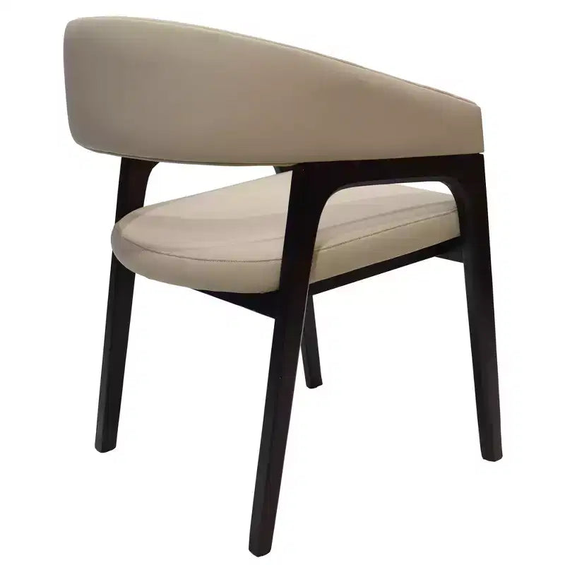 Sedia da pranzo con braccioli a schienale aperto a forma di U, rivestimento in pelle, beige / grigio chiaro / tortora / bianco, set da 2