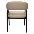 Sedia da pranzo con braccioli a schienale aperto a forma di U, rivestimento in pelle, beige / grigio chiaro / tortora / bianco, set da 2