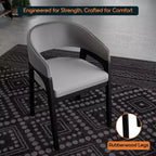 Sedia da pranzo con braccioli a schienale aperto a forma di U, rivestimento in pelle, beige / grigio chiaro / tortora / bianco, set da 2