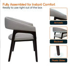 Sedia da pranzo con braccioli a schienale aperto a forma di U, rivestimento in pelle, beige / grigio chiaro / tortora / bianco, set da 2