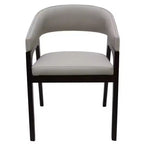 Sedia da pranzo con braccioli a schienale aperto a forma di U, rivestimento in pelle, beige / grigio chiaro / tortora / bianco, set da 2