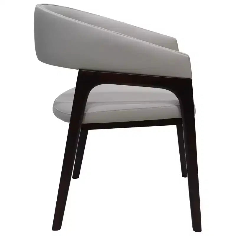 Sedia da pranzo con braccioli a schienale aperto a forma di U, rivestimento in pelle, beige / grigio chiaro / tortora / bianco, set da 2