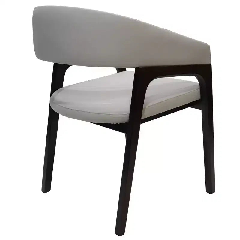 Sedia da pranzo con braccioli a schienale aperto a forma di U, rivestimento in pelle, beige / grigio chiaro / tortora / bianco, set da 2
