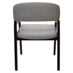 Sedia da pranzo con braccioli a schienale aperto a forma di U, rivestimento in pelle, beige / grigio chiaro / tortora / bianco, set da 2