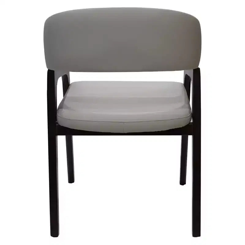 Sedia da pranzo con braccioli a schienale aperto a forma di U, rivestimento in pelle, beige / grigio chiaro / tortora / bianco, set da 2