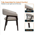 Sedia da pranzo con braccioli a schienale aperto a forma di U, rivestimento in pelle, beige / grigio chiaro / tortora / bianco, set da 2