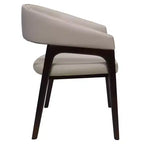 Sedia da pranzo con braccioli a schienale aperto a forma di U, rivestimento in pelle, beige / grigio chiaro / tortora / bianco, set da 2