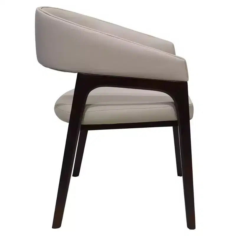 Sedia da pranzo con braccioli a schienale aperto a forma di U, rivestimento in pelle, beige / grigio chiaro / tortora / bianco, set da 2