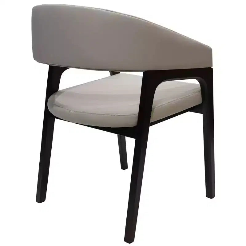 Sedia da pranzo con braccioli a schienale aperto a forma di U, rivestimento in pelle, beige / grigio chiaro / tortora / bianco, set da 2