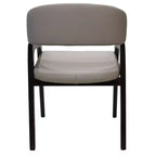 Sedia da pranzo con braccioli a schienale aperto a forma di U, rivestimento in pelle, beige / grigio chiaro / tortora / bianco, set da 2