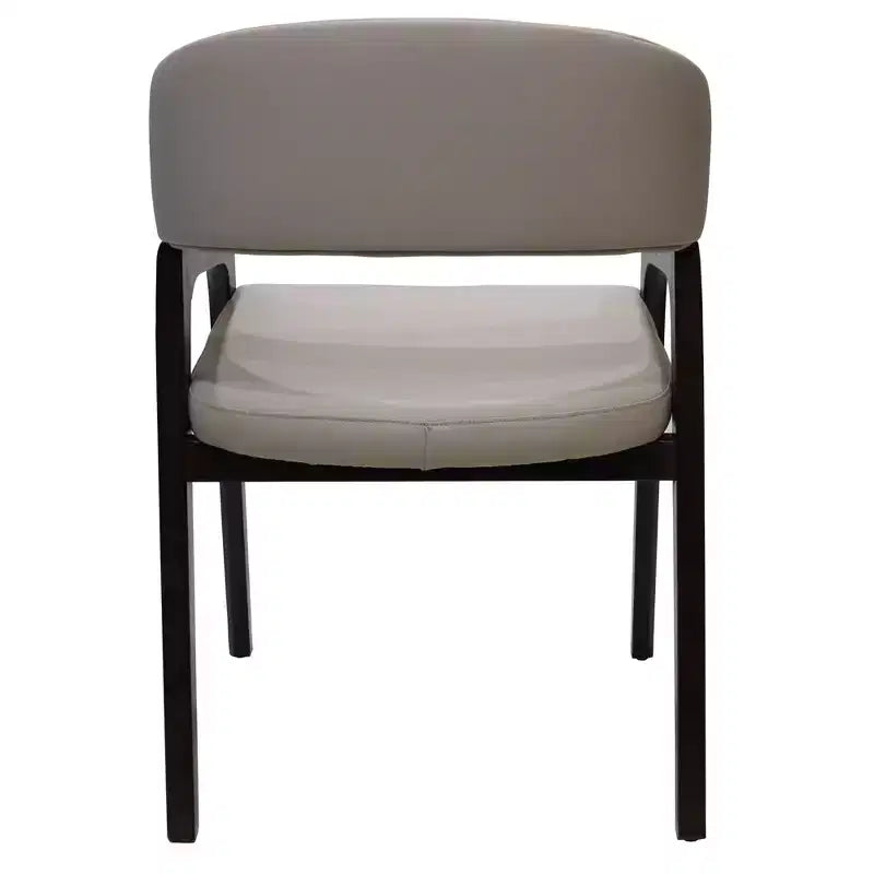 Sedia da pranzo con braccioli a schienale aperto a forma di U, rivestimento in pelle, beige / grigio chiaro / tortora / bianco, set da 2