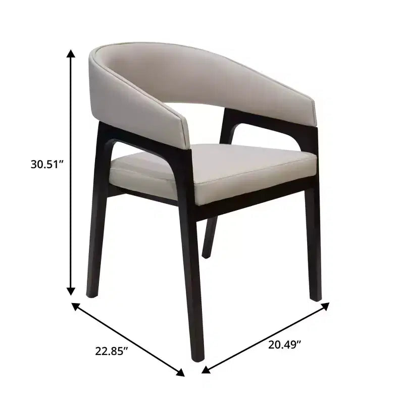 Sedia da pranzo con braccioli a schienale aperto a forma di U, rivestimento in pelle, beige / grigio chiaro / tortora / bianco, set da 2