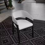 Sedia da pranzo con braccioli a schienale aperto a forma di U, rivestimento in pelle, beige / grigio chiaro / tortora / bianco, set da 2