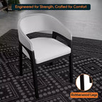 Sedia da pranzo con braccioli a schienale aperto a forma di U, rivestimento in pelle, beige / grigio chiaro / tortora / bianco, set da 2