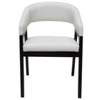 Sedia da pranzo con braccioli a schienale aperto a forma di U, rivestimento in pelle, beige / grigio chiaro / tortora / bianco, set da 2
