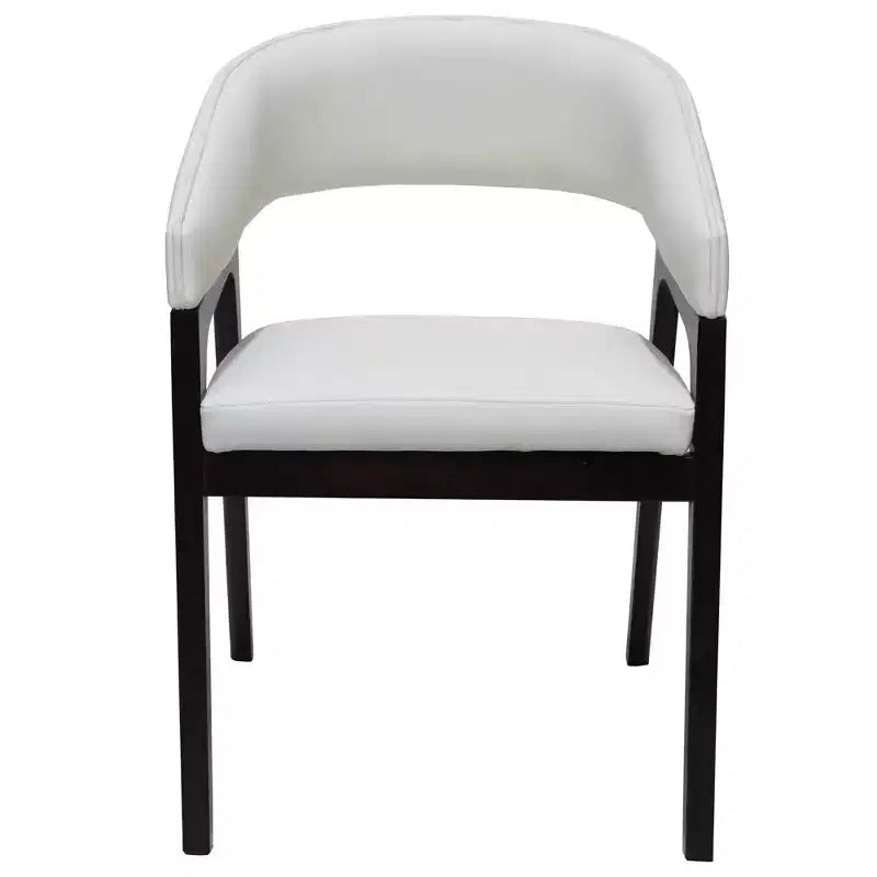 Sedia da pranzo con braccioli a schienale aperto a forma di U, rivestimento in pelle, beige / grigio chiaro / tortora / bianco, set da 2