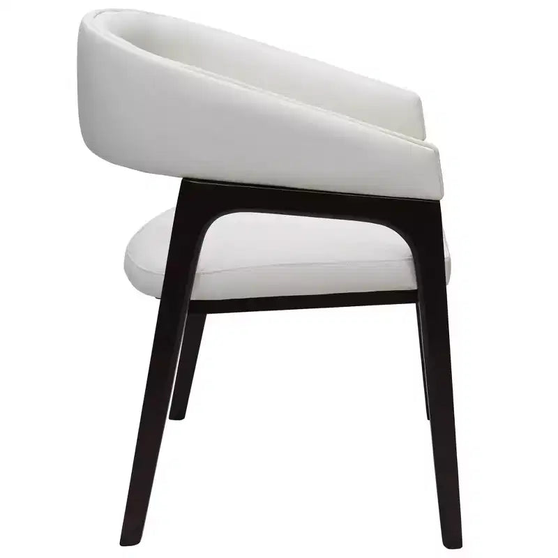 Sedia da pranzo con braccioli a schienale aperto a forma di U, rivestimento in pelle, beige / grigio chiaro / tortora / bianco, set da 2
