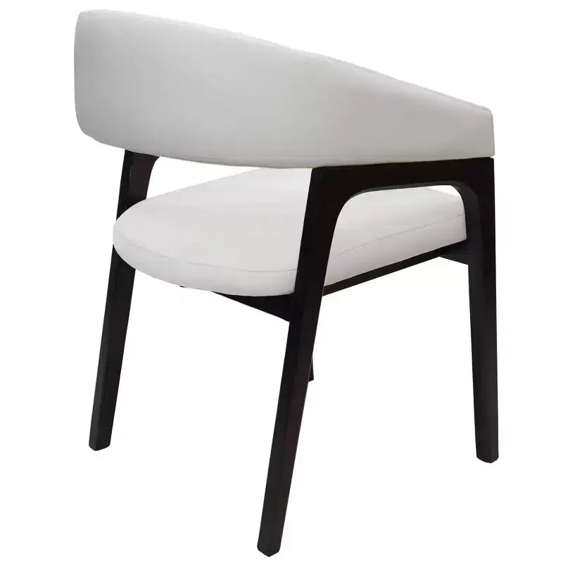 Sedia da pranzo con braccioli a schienale aperto a forma di U, rivestimento in pelle, beige / grigio chiaro / tortora / bianco, set da 2