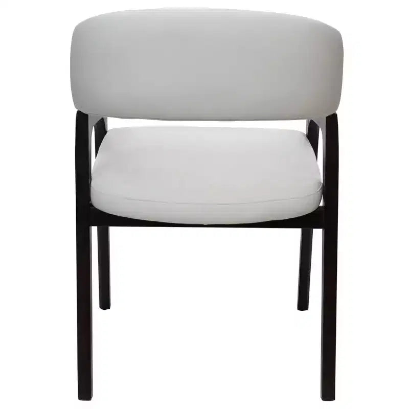 Sedia da pranzo con braccioli a schienale aperto a forma di U, rivestimento in pelle, beige / grigio chiaro / tortora / bianco, set da 2