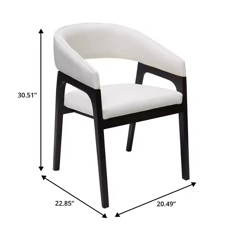 Sedia da pranzo con braccioli a schienale aperto a forma di U, rivestimento in pelle, beige / grigio chiaro / tortora / bianco, set da 2