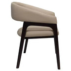 Sedia da pranzo con braccioli a schienale aperto a forma di U, rivestimento in pelle, beige / grigio chiaro / tortora / bianco, set da 2