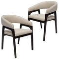 LeisureMod Cali U-Shaped Dining Arm Chairs, Set of 2, Leather Upholstery with Open-Back Design for Modern Kitchen, Dining Room, Cafe, Bistro
