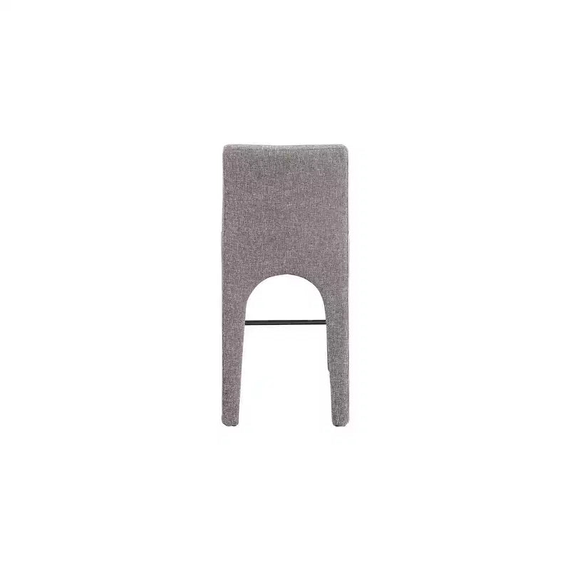 Sgabello da bar senza braccioli, imbottito in lino marrone, altezza fissa, 1 posto