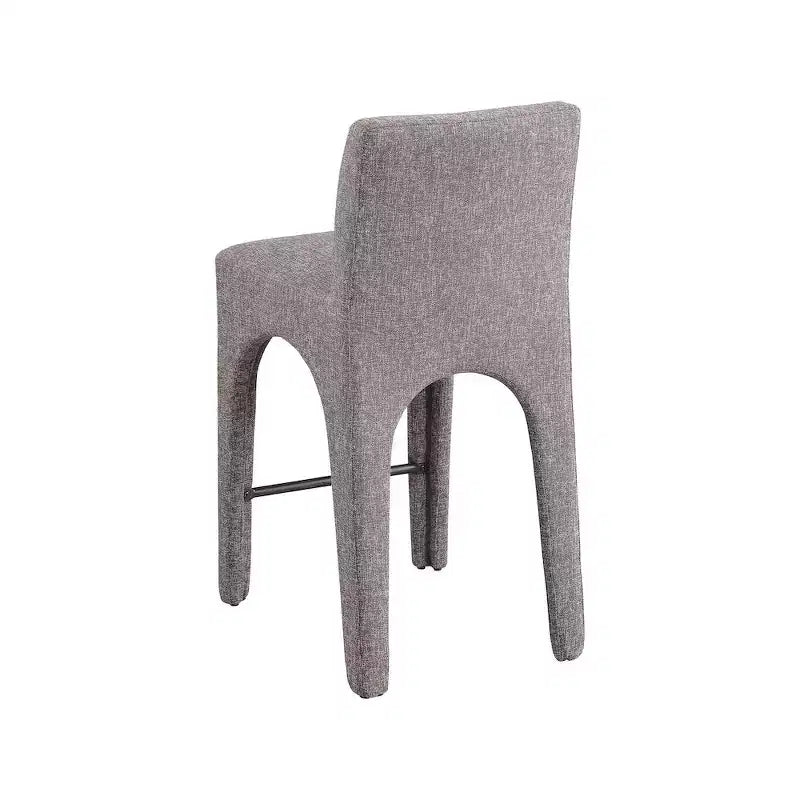 Sgabello da bar senza braccioli, imbottito in lino marrone, altezza fissa, 1 posto